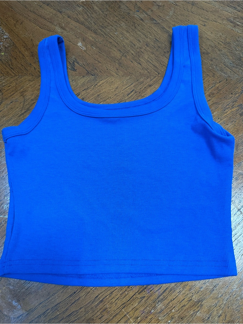 SHEIN Vibrant Royal Blue Ribbed Crop Tank